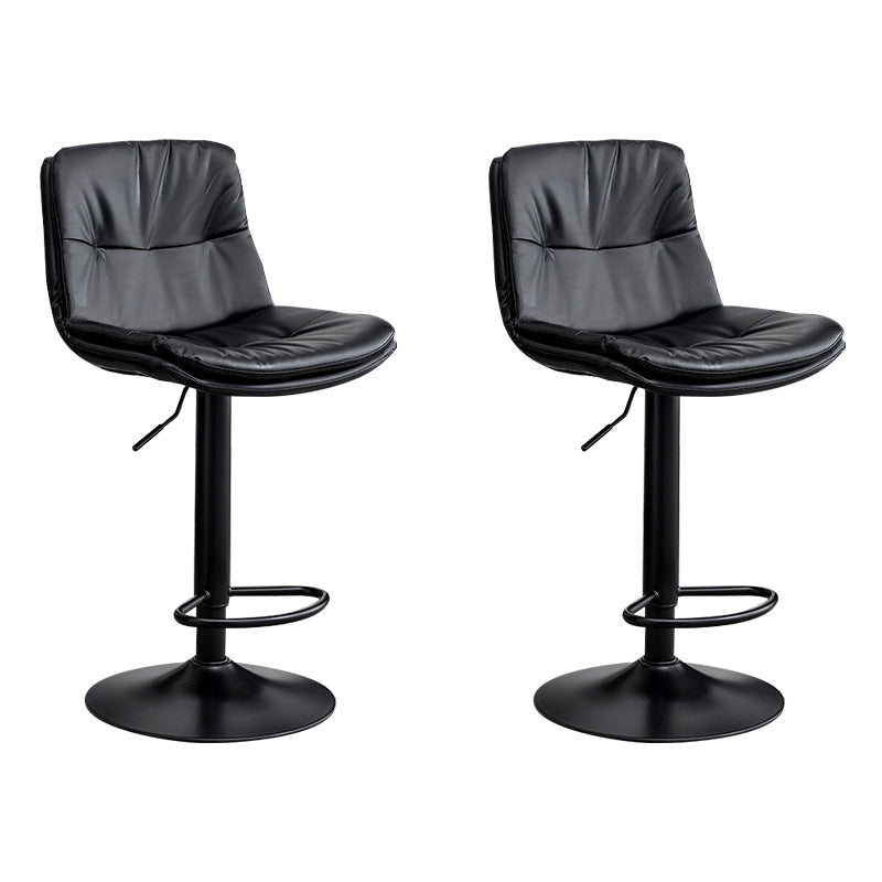 Contemporary Leather Swivel Barstool Indoor Bar Stool with Low Back Black Black 2 Piece Set Clearhalo 'Bar Furniture' 'Bar Stools' 'bar_stools' 'furn' 'furn_bar_stools' 'Furniture' 'furniture_bar_stools' 'Kitchen & Dining Furniture' 4732298
