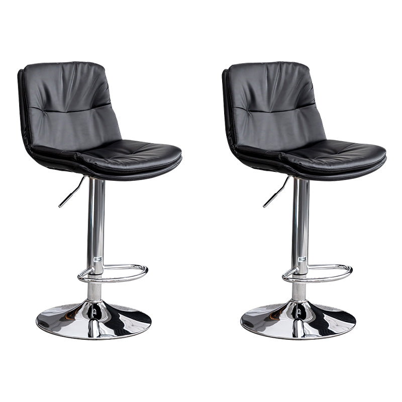 Contemporary Leather Swivel Barstool Indoor Bar Stool with Low Back Silver Black 2 Piece Set Clearhalo 'Bar Furniture' 'Bar Stools' 'bar_stools' 'furn' 'furn_bar_stools' 'Furniture' 'furniture_bar_stools' 'Kitchen & Dining Furniture' 4732299