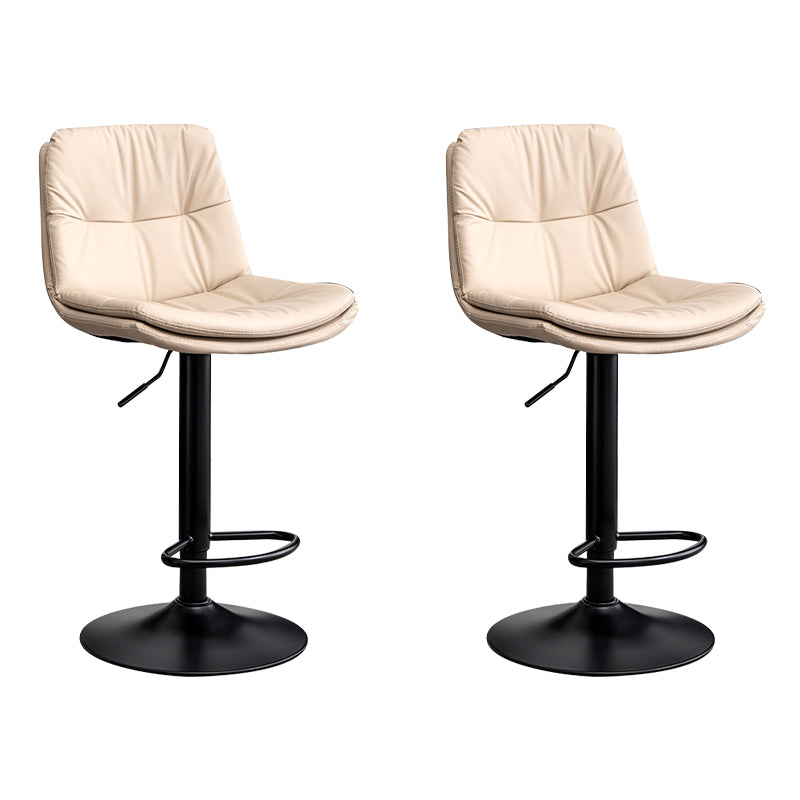 Contemporary Leather Swivel Barstool Indoor Bar Stool with Low Back Black Beige 2 Piece Set Clearhalo 'Bar Furniture' 'Bar Stools' 'bar_stools' 'furn' 'furn_bar_stools' 'Furniture' 'furniture_bar_stools' 'Kitchen & Dining Furniture' 4732300