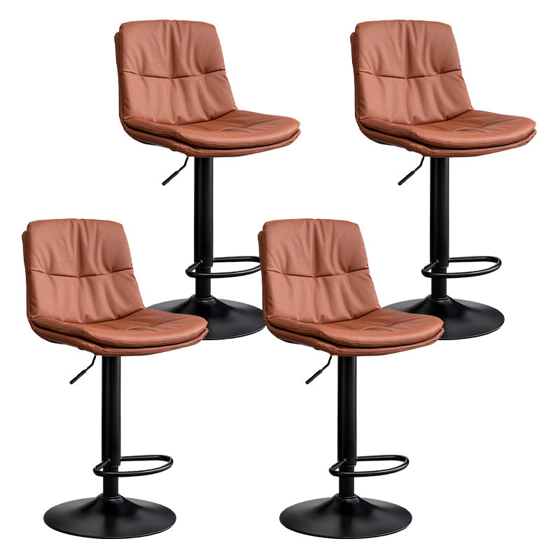 Contemporary Leather Swivel Barstool Indoor Bar Stool with Low Back Black Brown 4 Piece Set Clearhalo 'Bar Furniture' 'Bar Stools' 'bar_stools' 'furn' 'furn_bar_stools' 'Furniture' 'furniture_bar_stools' 'Kitchen & Dining Furniture' 4732301