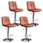 Contemporary Leather Swivel Barstool Indoor Bar Stool with Low Back Silver Brown 4 Piece Set Clearhalo 'Bar Furniture' 'Bar Stools' 'bar_stools' 'furn' 'furn_bar_stools' 'Furniture' 'furniture_bar_stools' 'Kitchen & Dining Furniture' 4732302