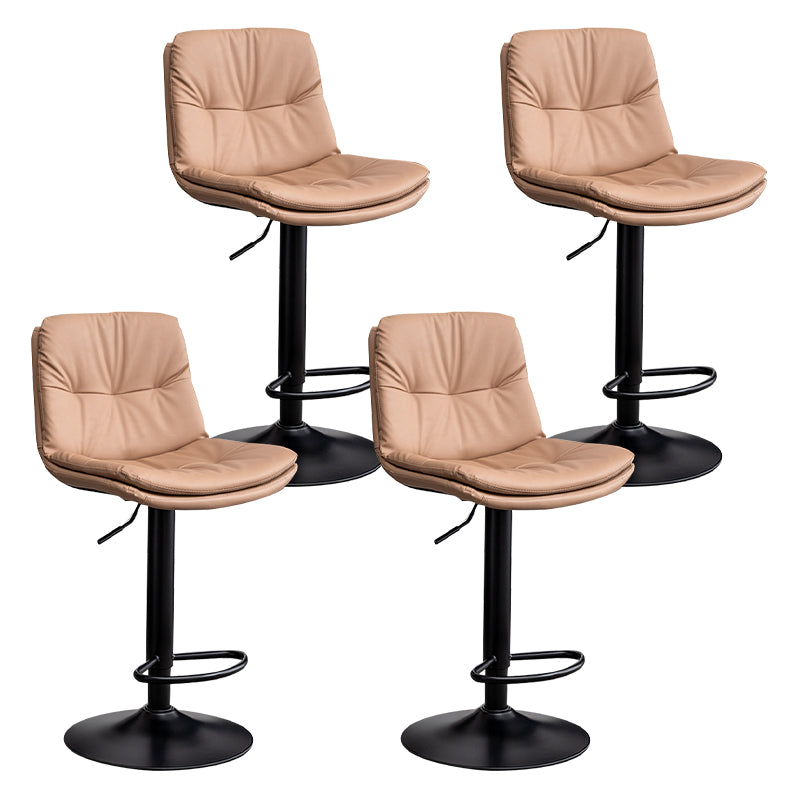 Contemporary Leather Swivel Barstool Indoor Bar Stool with Low Back Black Khaki 4 Piece Set Clearhalo 'Bar Furniture' 'Bar Stools' 'bar_stools' 'furn' 'furn_bar_stools' 'Furniture' 'furniture_bar_stools' 'Kitchen & Dining Furniture' 4732305