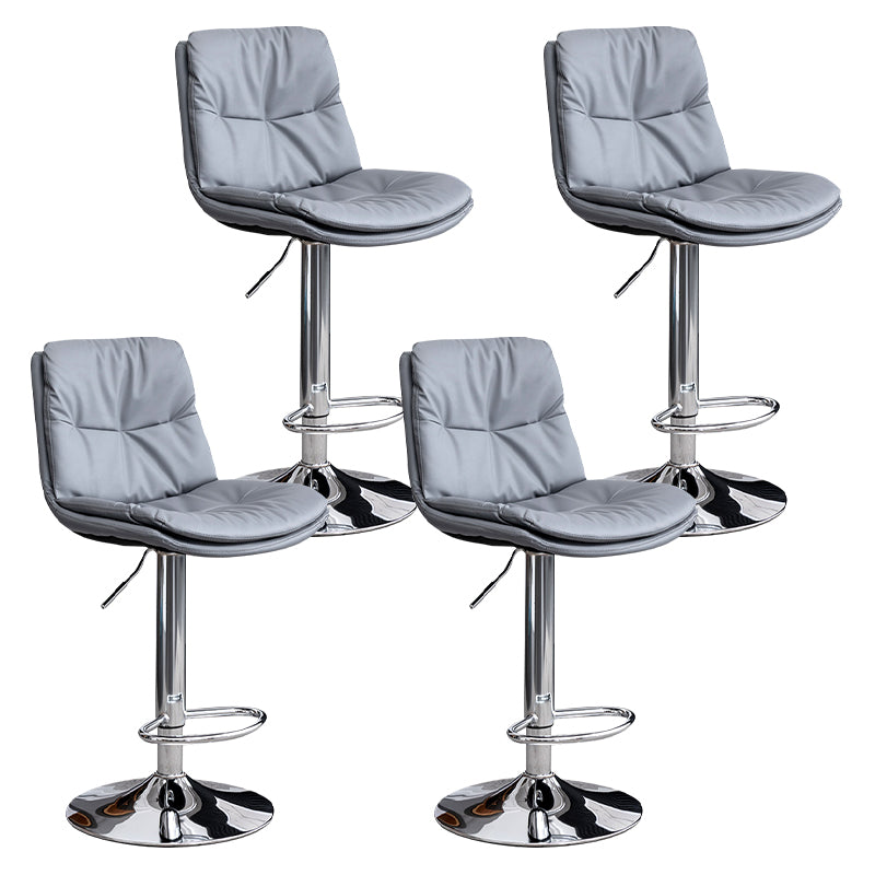 Contemporary Leather Swivel Barstool Indoor Bar Stool with Low Back Silver Gray 4 Piece Set Clearhalo 'Bar Furniture' 'Bar Stools' 'bar_stools' 'furn' 'furn_bar_stools' 'Furniture' 'furniture_bar_stools' 'Kitchen & Dining Furniture' 4732308