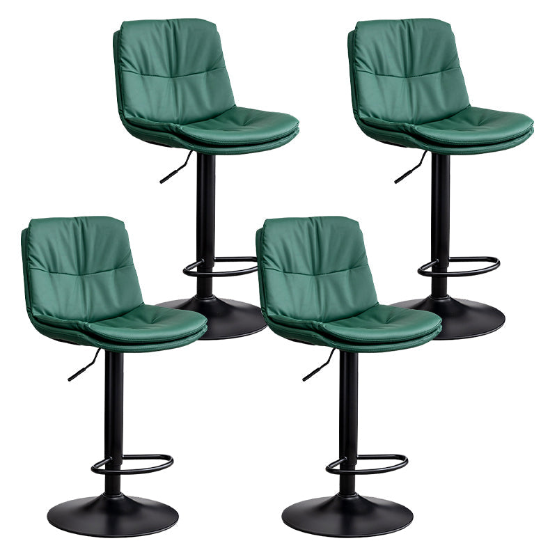 Contemporary Leather Swivel Barstool Indoor Bar Stool with Low Back Black Green 4 Piece Set Clearhalo 'Bar Furniture' 'Bar Stools' 'bar_stools' 'furn' 'furn_bar_stools' 'Furniture' 'furniture_bar_stools' 'Kitchen & Dining Furniture' 4732309