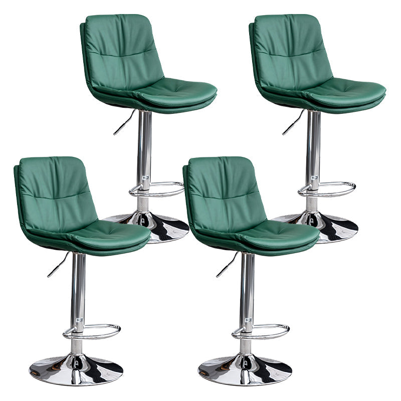Contemporary Leather Swivel Barstool Indoor Bar Stool with Low Back Silver Green 4 Piece Set Clearhalo 'Bar Furniture' 'Bar Stools' 'bar_stools' 'furn' 'furn_bar_stools' 'Furniture' 'furniture_bar_stools' 'Kitchen & Dining Furniture' 4732310