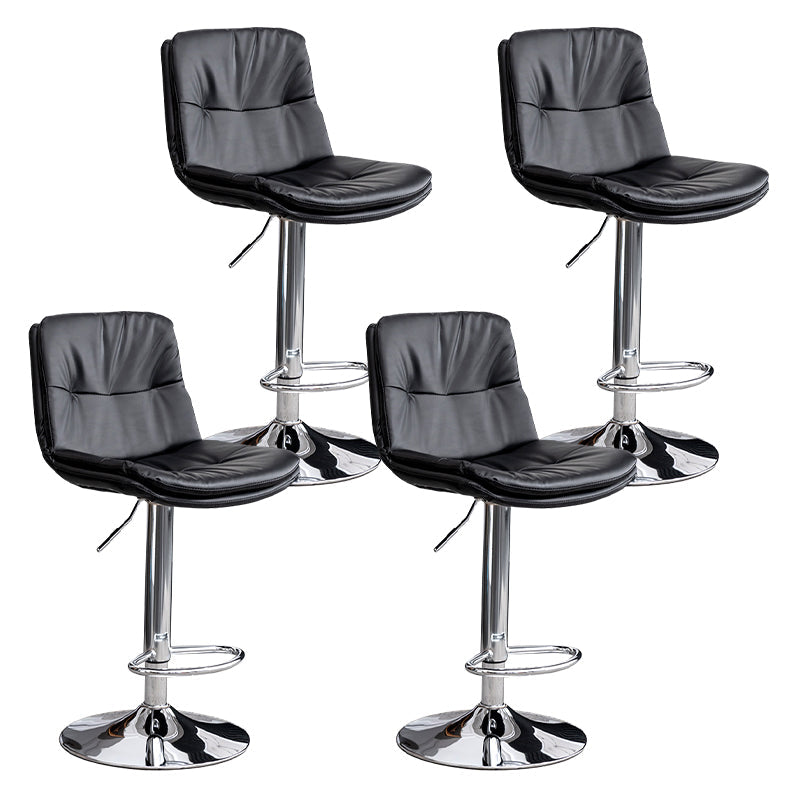 Contemporary Leather Swivel Barstool Indoor Bar Stool with Low Back Silver Black 4 Piece Set Clearhalo 'Bar Furniture' 'Bar Stools' 'bar_stools' 'furn' 'furn_bar_stools' 'Furniture' 'furniture_bar_stools' 'Kitchen & Dining Furniture' 4732312