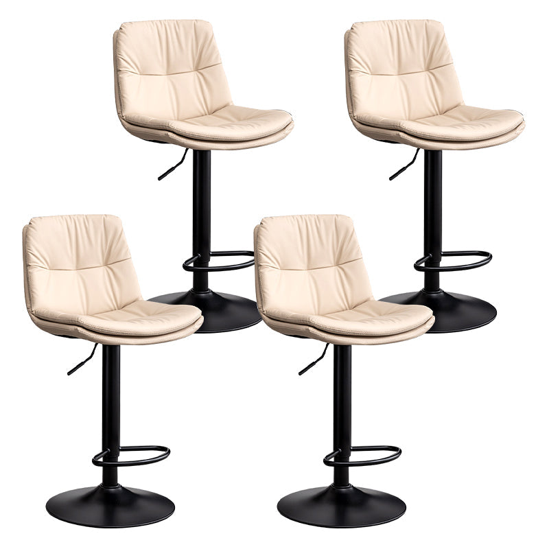 Contemporary Leather Swivel Barstool Indoor Bar Stool with Low Back Black Beige 4 Piece Set Clearhalo 'Bar Furniture' 'Bar Stools' 'bar_stools' 'furn' 'furn_bar_stools' 'Furniture' 'furniture_bar_stools' 'Kitchen & Dining Furniture' 4732313