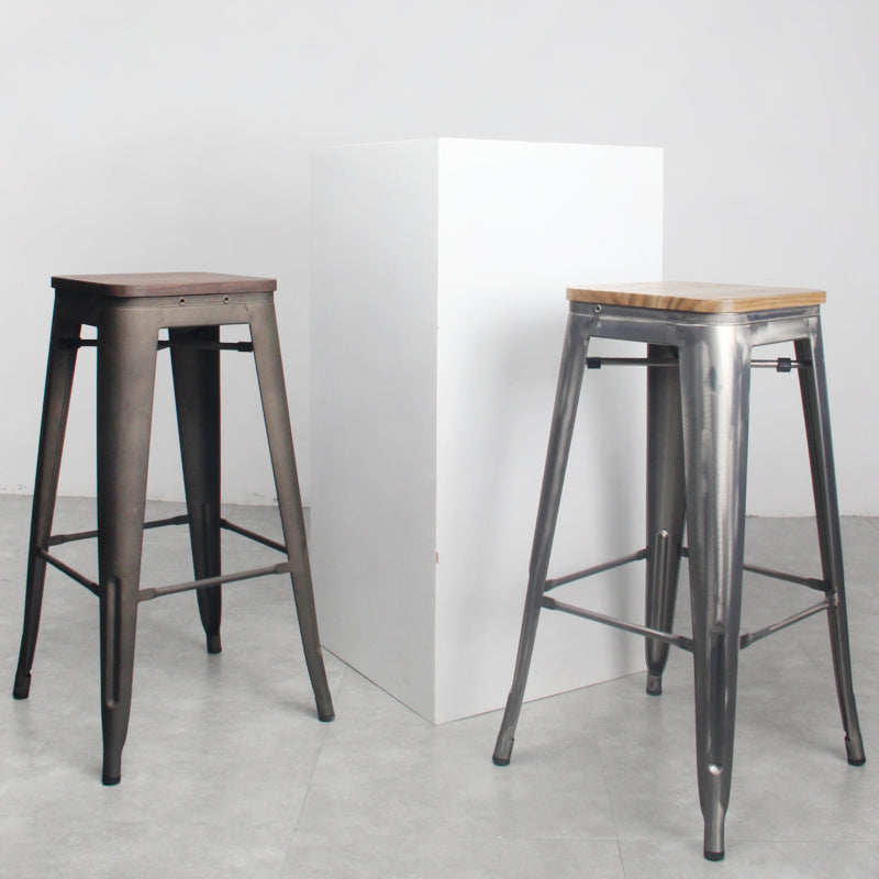 Industrial Style Metal Bar-stool with Square Iron Seat Counter Stool Kitchen Bar Bar-stool Clearhalo 'Bar Furniture' 'Bar Stools' 'bar_stools' 'furn' 'furn_bar_stools' 'Furniture' 'furniture_bar_stools' 'Kitchen & Dining Furniture' 4732317