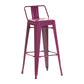 Industrial Style Metal Bar-stool with Square Iron Seat Counter Stool Kitchen Bar Bar-stool Dark Purple 1 Piece Clearhalo 'Bar Furniture' 'Bar Stools' 'bar_stools' 'furn' 'furn_bar_stools' 'Furniture' 'furniture_bar_stools' 'Kitchen & Dining Furniture' 4732324