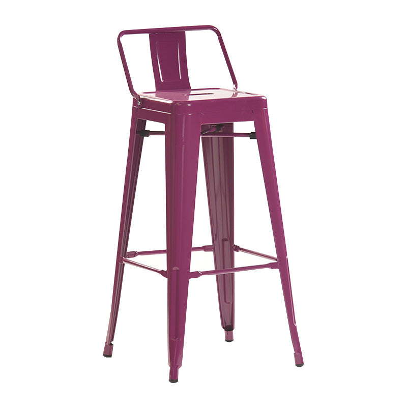 Industrial Style Metal Bar-stool with Square Iron Seat Counter Stool Kitchen Bar Bar-stool Dark Purple 1 Piece Clearhalo 'Bar Furniture' 'Bar Stools' 'bar_stools' 'furn' 'furn_bar_stools' 'Furniture' 'furniture_bar_stools' 'Kitchen & Dining Furniture' 4732324