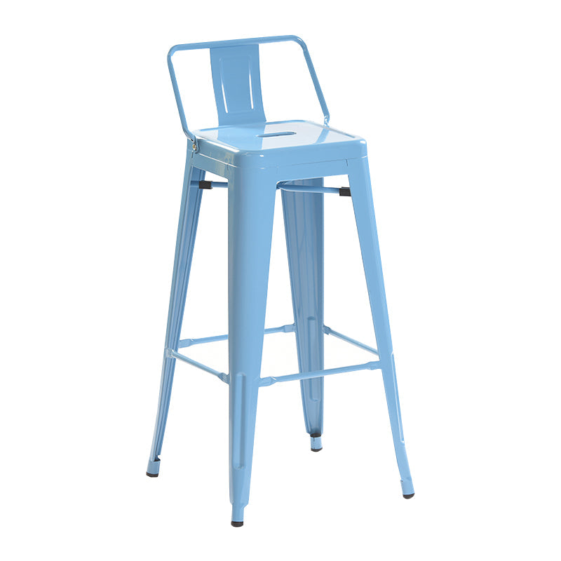 Industrial Style Metal Bar-stool with Square Iron Seat Counter Stool Kitchen Bar Bar-stool Light Blue 1 Piece Clearhalo 'Bar Furniture' 'Bar Stools' 'bar_stools' 'furn' 'furn_bar_stools' 'Furniture' 'furniture_bar_stools' 'Kitchen & Dining Furniture' 4732326
