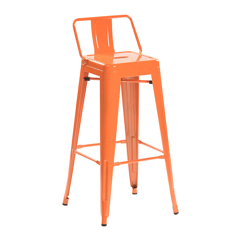 Industrial Style Metal Bar-stool with Square Iron Seat Counter Stool Kitchen Bar Bar-stool Orange 1 Piece Clearhalo 'Bar Furniture' 'Bar Stools' 'bar_stools' 'furn' 'furn_bar_stools' 'Furniture' 'furniture_bar_stools' 'Kitchen & Dining Furniture' 4732332