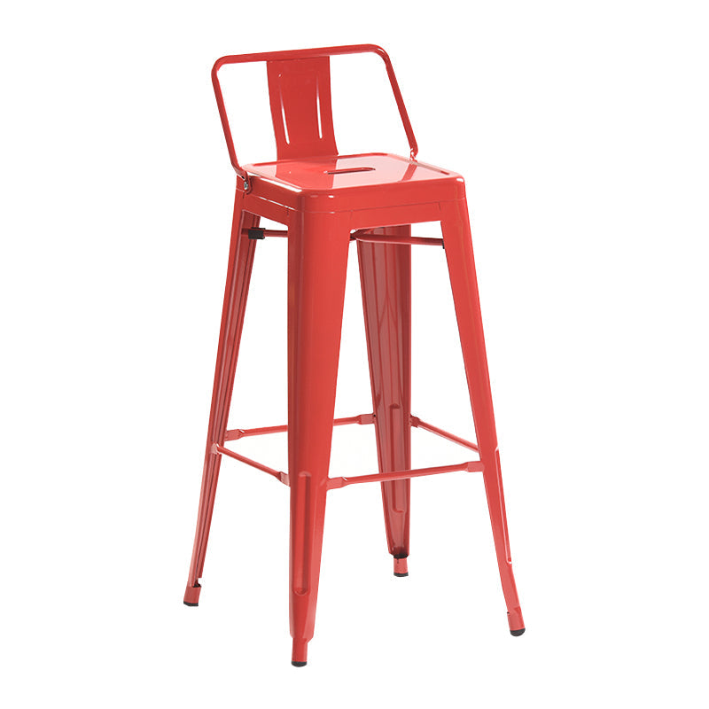 Industrial Style Metal Bar-stool with Square Iron Seat Counter Stool Kitchen Bar Bar-stool Red 1 Piece Clearhalo 'Bar Furniture' 'Bar Stools' 'bar_stools' 'furn' 'furn_bar_stools' 'Furniture' 'furniture_bar_stools' 'Kitchen & Dining Furniture' 4732333