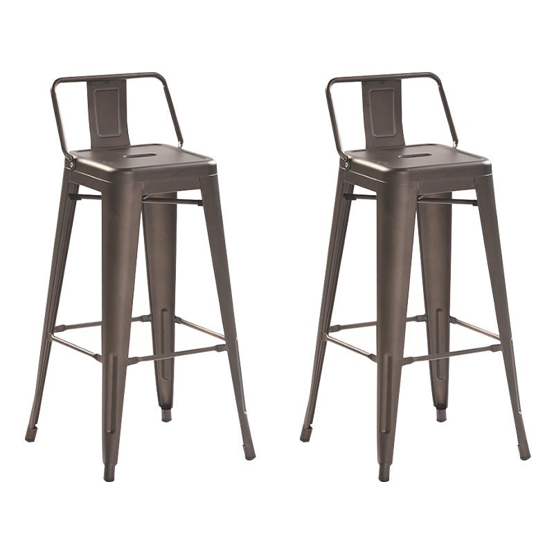 Industrial Style Metal Bar-stool with Square Iron Seat Counter Stool Kitchen Bar Bar-stool Rust 2 Piece Set Clearhalo 'Bar Furniture' 'Bar Stools' 'bar_stools' 'furn' 'furn_bar_stools' 'Furniture' 'furniture_bar_stools' 'Kitchen & Dining Furniture' 4732334