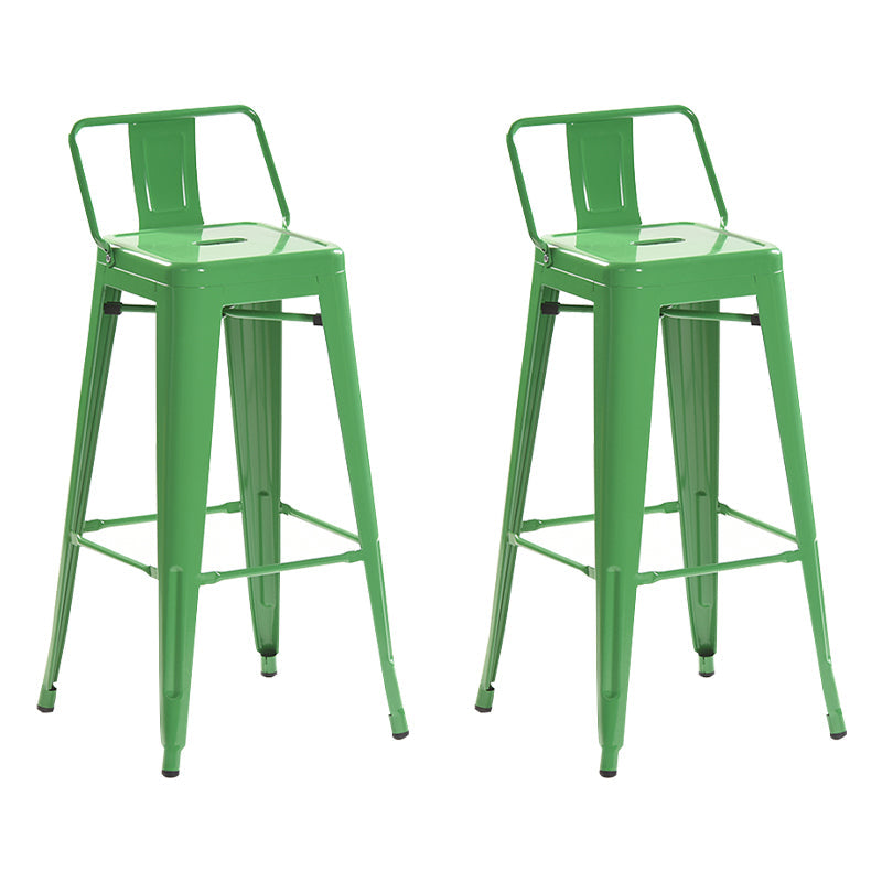 Industrial Style Metal Bar-stool with Square Iron Seat Counter Stool Kitchen Bar Bar-stool Green 2 Piece Set Clearhalo 'Bar Furniture' 'Bar Stools' 'bar_stools' 'furn' 'furn_bar_stools' 'Furniture' 'furniture_bar_stools' 'Kitchen & Dining Furniture' 4732336