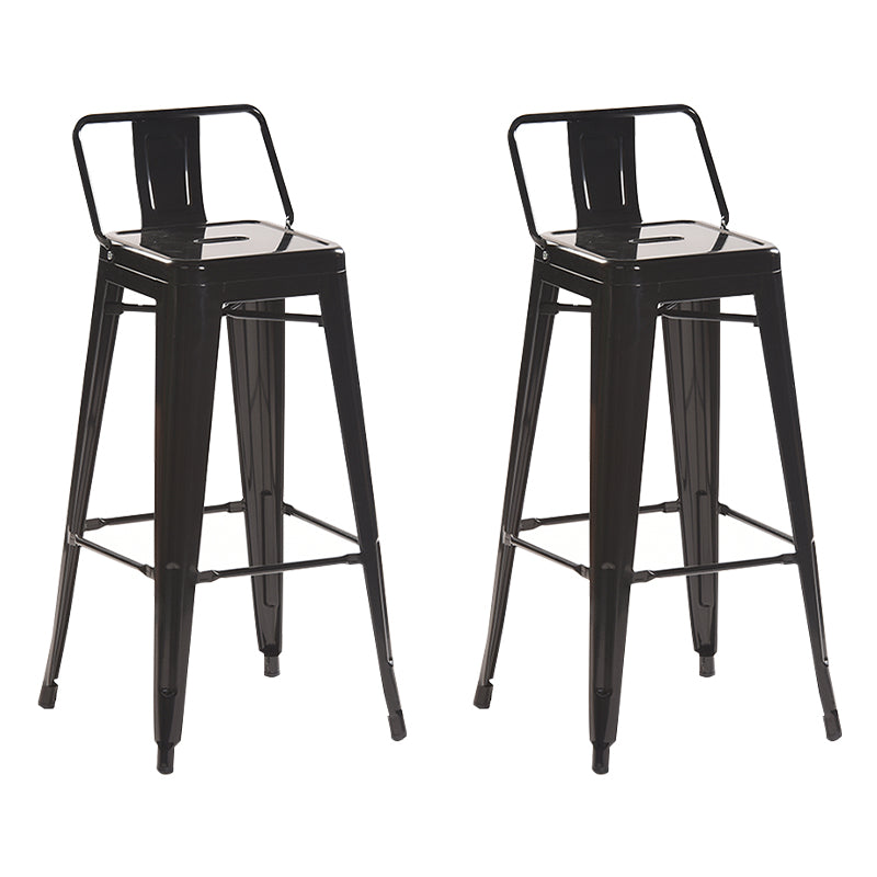 Industrial Style Metal Bar-stool with Square Iron Seat Counter Stool Kitchen Bar Bar-stool Black 2 Piece Set Clearhalo 'Bar Furniture' 'Bar Stools' 'bar_stools' 'furn' 'furn_bar_stools' 'Furniture' 'furniture_bar_stools' 'Kitchen & Dining Furniture' 4732337
