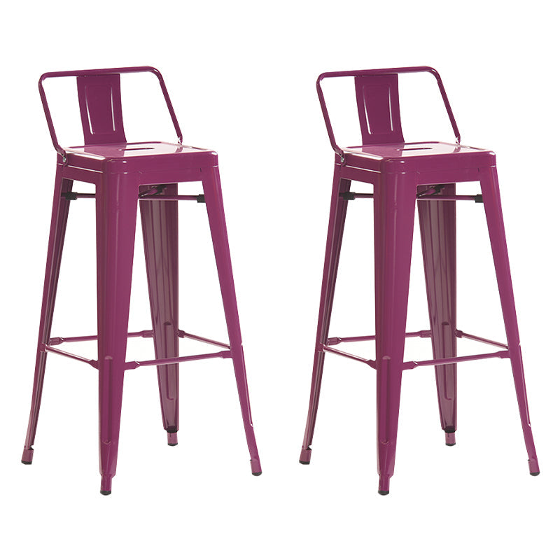 Industrial Style Metal Bar-stool with Square Iron Seat Counter Stool Kitchen Bar Bar-stool Dark Purple 2 Piece Set Clearhalo 'Bar Furniture' 'Bar Stools' 'bar_stools' 'furn' 'furn_bar_stools' 'Furniture' 'furniture_bar_stools' 'Kitchen & Dining Furniture' 4732338