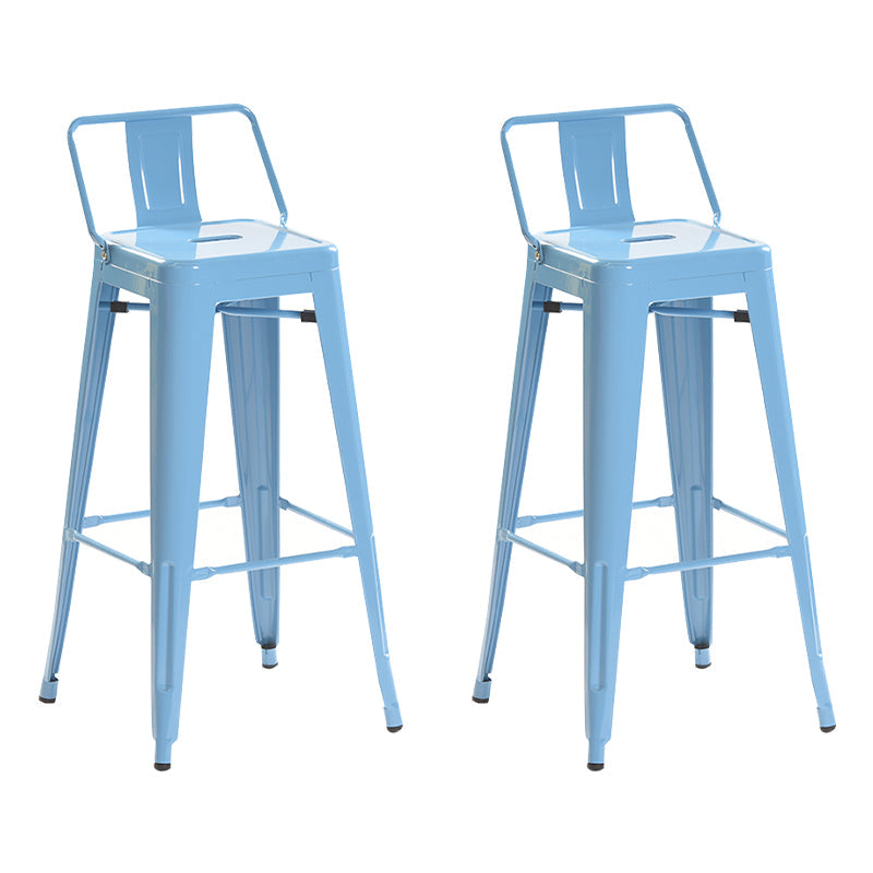 Industrial Style Metal Bar-stool with Square Iron Seat Counter Stool Kitchen Bar Bar-stool Light Blue 2 Piece Set Clearhalo 'Bar Furniture' 'Bar Stools' 'bar_stools' 'furn' 'furn_bar_stools' 'Furniture' 'furniture_bar_stools' 'Kitchen & Dining Furniture' 4732339