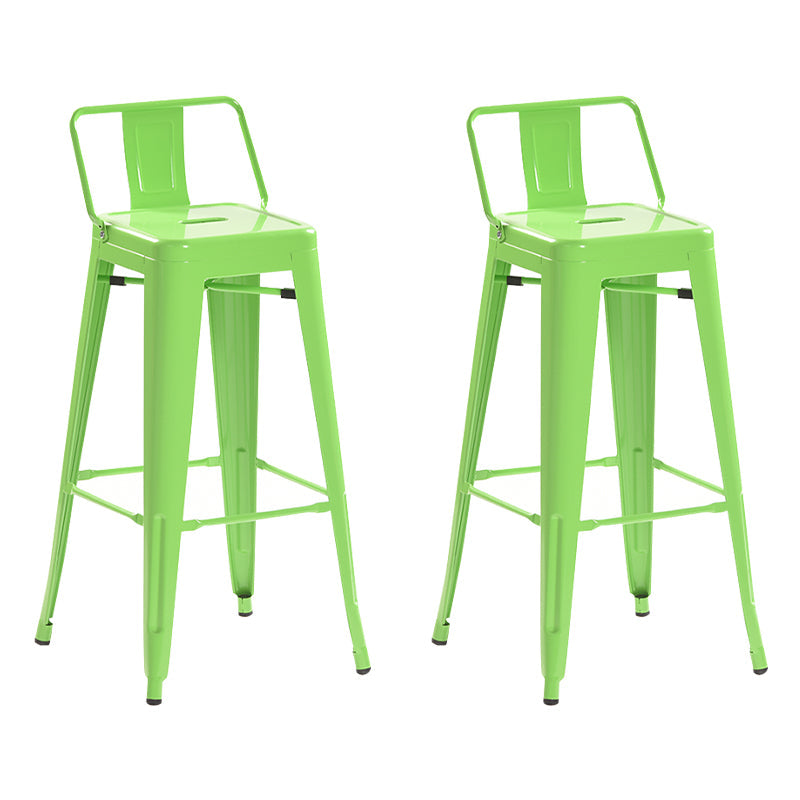 Industrial Style Metal Bar-stool with Square Iron Seat Counter Stool Kitchen Bar Bar-stool Light Green 2 Piece Set Clearhalo 'Bar Furniture' 'Bar Stools' 'bar_stools' 'furn' 'furn_bar_stools' 'Furniture' 'furniture_bar_stools' 'Kitchen & Dining Furniture' 4732340