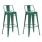 Industrial Style Metal Bar-stool with Square Iron Seat Counter Stool Kitchen Bar Bar-stool Dark Green 2 Piece Set Clearhalo 'Bar Furniture' 'Bar Stools' 'bar_stools' 'furn' 'furn_bar_stools' 'Furniture' 'furniture_bar_stools' 'Kitchen & Dining Furniture' 4732341