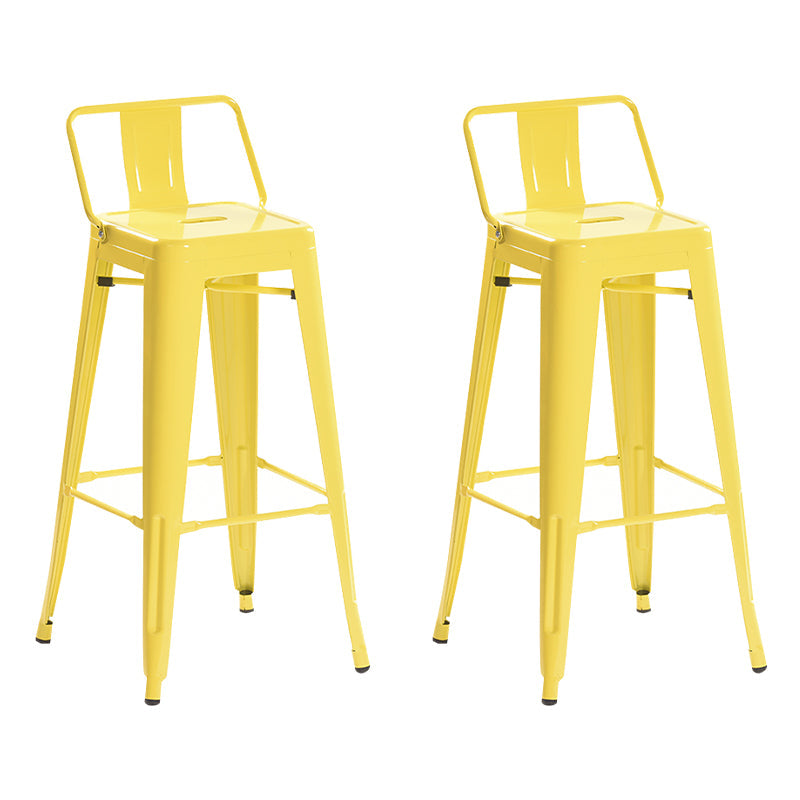 Industrial Style Metal Bar-stool with Square Iron Seat Counter Stool Kitchen Bar Bar-stool Yellow 2 Piece Set Clearhalo 'Bar Furniture' 'Bar Stools' 'bar_stools' 'furn' 'furn_bar_stools' 'Furniture' 'furniture_bar_stools' 'Kitchen & Dining Furniture' 4732342
