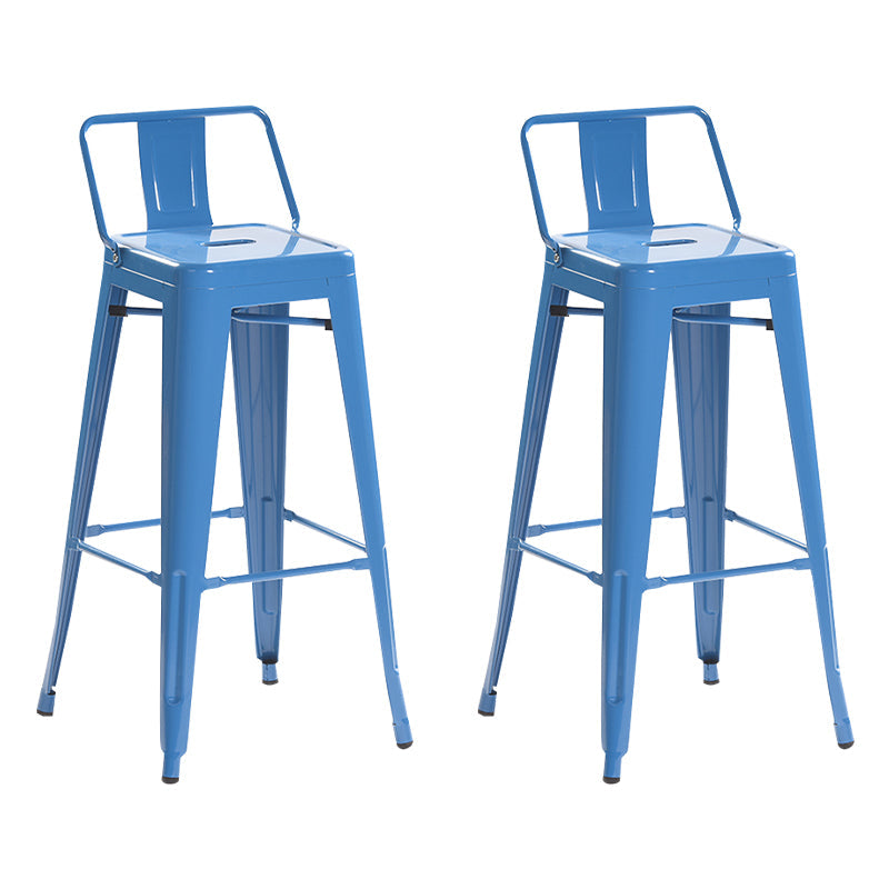Industrial Style Metal Bar-stool with Square Iron Seat Counter Stool Kitchen Bar Bar-stool Blue 2 Piece Set Clearhalo 'Bar Furniture' 'Bar Stools' 'bar_stools' 'furn' 'furn_bar_stools' 'Furniture' 'furniture_bar_stools' 'Kitchen & Dining Furniture' 4732343