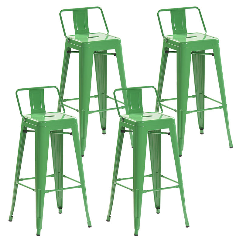 Industrial Style Metal Bar-stool with Square Iron Seat Counter Stool Kitchen Bar Bar-stool Green 4 Piece Set Clearhalo 'Bar Furniture' 'Bar Stools' 'bar_stools' 'furn' 'furn_bar_stools' 'Furniture' 'furniture_bar_stools' 'Kitchen & Dining Furniture' 4732348