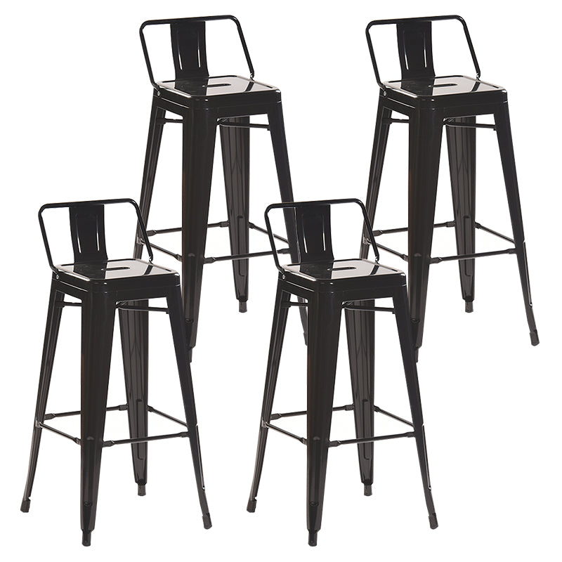Industrial Style Metal Bar-stool with Square Iron Seat Counter Stool Kitchen Bar Bar-stool Black 4 Piece Set Clearhalo 'Bar Furniture' 'Bar Stools' 'bar_stools' 'furn' 'furn_bar_stools' 'Furniture' 'furniture_bar_stools' 'Kitchen & Dining Furniture' 4732349