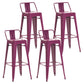 Industrial Style Metal Bar-stool with Square Iron Seat Counter Stool Kitchen Bar Bar-stool Dark Purple 4 Piece Set Clearhalo 'Bar Furniture' 'Bar Stools' 'bar_stools' 'furn' 'furn_bar_stools' 'Furniture' 'furniture_bar_stools' 'Kitchen & Dining Furniture' 4732350