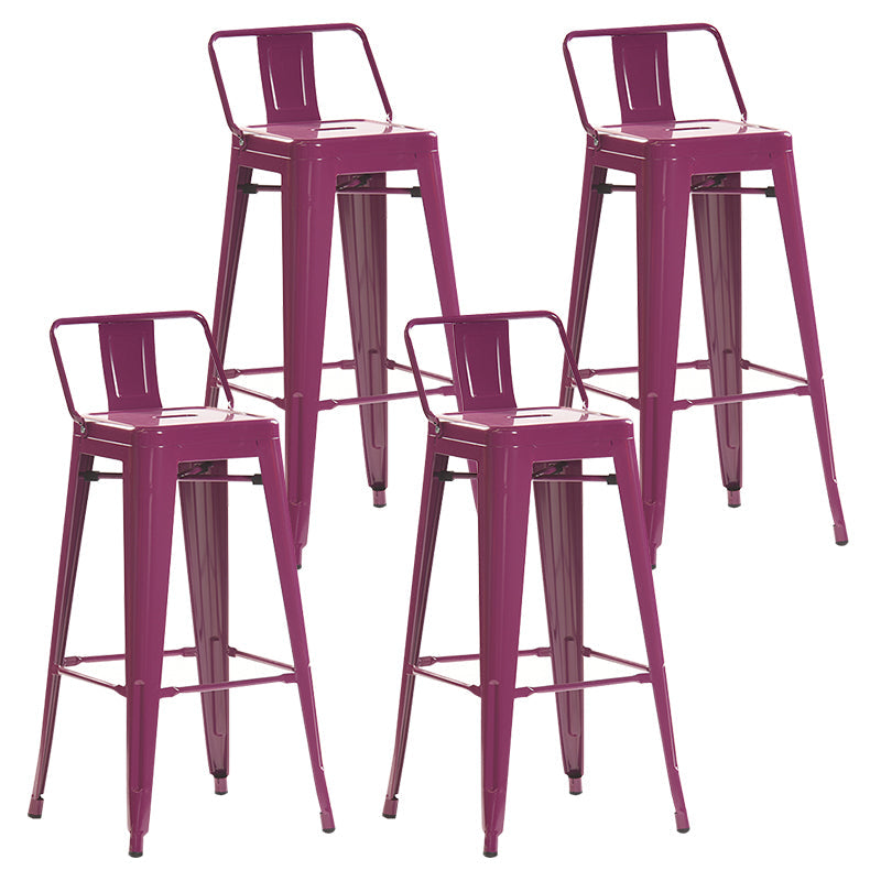 Industrial Style Metal Bar-stool with Square Iron Seat Counter Stool Kitchen Bar Bar-stool Dark Purple 4 Piece Set Clearhalo 'Bar Furniture' 'Bar Stools' 'bar_stools' 'furn' 'furn_bar_stools' 'Furniture' 'furniture_bar_stools' 'Kitchen & Dining Furniture' 4732350