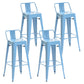 Industrial Style Metal Bar-stool with Square Iron Seat Counter Stool Kitchen Bar Bar-stool Light Blue 4 Piece Set Clearhalo 'Bar Furniture' 'Bar Stools' 'bar_stools' 'furn' 'furn_bar_stools' 'Furniture' 'furniture_bar_stools' 'Kitchen & Dining Furniture' 4732351