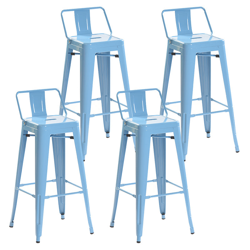 Industrial Style Metal Bar-stool with Square Iron Seat Counter Stool Kitchen Bar Bar-stool Light Blue 4 Piece Set Clearhalo 'Bar Furniture' 'Bar Stools' 'bar_stools' 'furn' 'furn_bar_stools' 'Furniture' 'furniture_bar_stools' 'Kitchen & Dining Furniture' 4732351