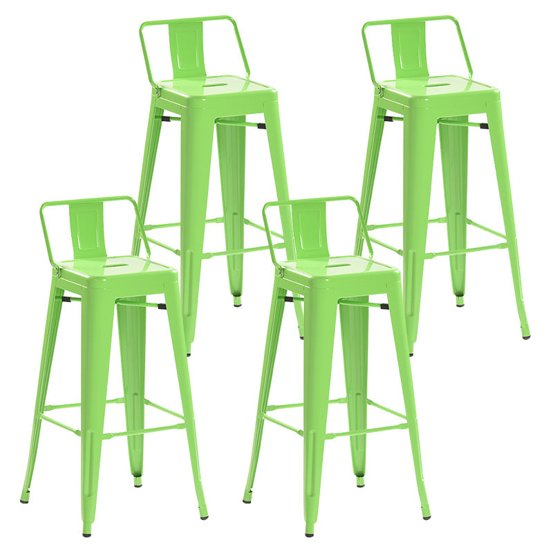 Industrial Style Metal Bar-stool with Square Iron Seat Counter Stool Kitchen Bar Bar-stool Light Green 4 Piece Set Clearhalo 'Bar Furniture' 'Bar Stools' 'bar_stools' 'furn' 'furn_bar_stools' 'Furniture' 'furniture_bar_stools' 'Kitchen & Dining Furniture' 4732352