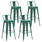 Industrial Style Metal Bar-stool with Square Iron Seat Counter Stool Kitchen Bar Bar-stool Dark Green 4 Piece Set Clearhalo 'Bar Furniture' 'Bar Stools' 'bar_stools' 'furn' 'furn_bar_stools' 'Furniture' 'furniture_bar_stools' 'Kitchen & Dining Furniture' 4732353