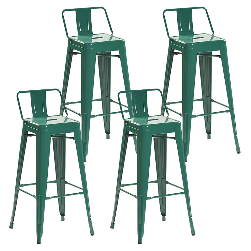 Industrial Style Metal Bar-stool with Square Iron Seat Counter Stool Kitchen Bar Bar-stool Dark Green 4 Piece Set Clearhalo 'Bar Furniture' 'Bar Stools' 'bar_stools' 'furn' 'furn_bar_stools' 'Furniture' 'furniture_bar_stools' 'Kitchen & Dining Furniture' 4732353
