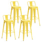Industrial Style Metal Bar-stool with Square Iron Seat Counter Stool Kitchen Bar Bar-stool Yellow 4 Piece Set Clearhalo 'Bar Furniture' 'Bar Stools' 'bar_stools' 'furn' 'furn_bar_stools' 'Furniture' 'furniture_bar_stools' 'Kitchen & Dining Furniture' 4732354