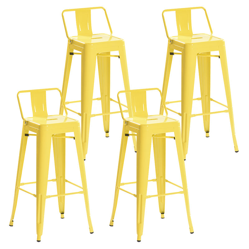Industrial Style Metal Bar-stool with Square Iron Seat Counter Stool Kitchen Bar Bar-stool Yellow 4 Piece Set Clearhalo 'Bar Furniture' 'Bar Stools' 'bar_stools' 'furn' 'furn_bar_stools' 'Furniture' 'furniture_bar_stools' 'Kitchen & Dining Furniture' 4732354