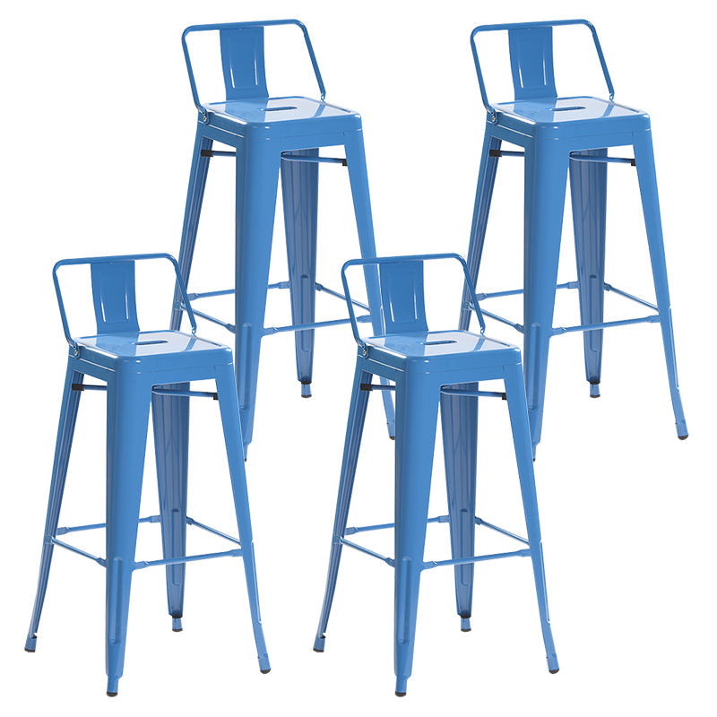 Industrial Style Metal Bar-stool with Square Iron Seat Counter Stool Kitchen Bar Bar-stool Blue 4 Piece Set Clearhalo 'Bar Furniture' 'Bar Stools' 'bar_stools' 'furn' 'furn_bar_stools' 'Furniture' 'furniture_bar_stools' 'Kitchen & Dining Furniture' 4732355