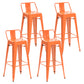 Industrial Style Metal Bar-stool with Square Iron Seat Counter Stool Kitchen Bar Bar-stool Orange 4 Piece Set Clearhalo 'Bar Furniture' 'Bar Stools' 'bar_stools' 'furn' 'furn_bar_stools' 'Furniture' 'furniture_bar_stools' 'Kitchen & Dining Furniture' 4732356