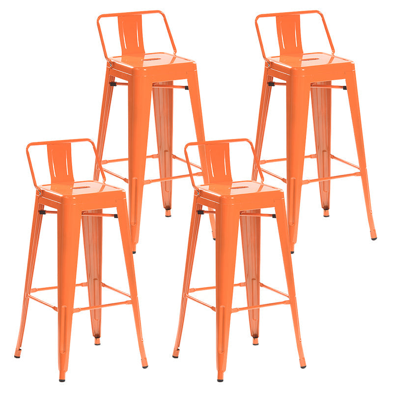 Industrial Style Metal Bar-stool with Square Iron Seat Counter Stool Kitchen Bar Bar-stool Orange 4 Piece Set Clearhalo 'Bar Furniture' 'Bar Stools' 'bar_stools' 'furn' 'furn_bar_stools' 'Furniture' 'furniture_bar_stools' 'Kitchen & Dining Furniture' 4732356