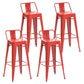 Industrial Style Metal Bar-stool with Square Iron Seat Counter Stool Kitchen Bar Bar-stool Red 4 Piece Set Clearhalo 'Bar Furniture' 'Bar Stools' 'bar_stools' 'furn' 'furn_bar_stools' 'Furniture' 'furniture_bar_stools' 'Kitchen & Dining Furniture' 4732357