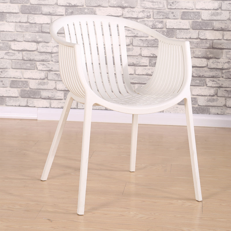 Contemporary Style Stackable Chair Dining Plastic Arm Chair for Kitchen White 1 Piece Clearhalo 'Dining Chairs' 'Dining Tables & Seating' 'dining_chair' 'furn' 'furn_dining_chair' 'Furniture' 'furniture_dining_chair' 'Kitchen & Dining Furniture' 4732360