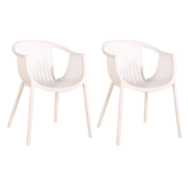 Contemporary Style Stackable Chair Dining Plastic Arm Chair for Kitchen White 2 Piece Set Clearhalo 'Dining Chairs' 'Dining Tables & Seating' 'dining_chair' 'furn' 'furn_dining_chair' 'Furniture' 'furniture_dining_chair' 'Kitchen & Dining Furniture' 4732361