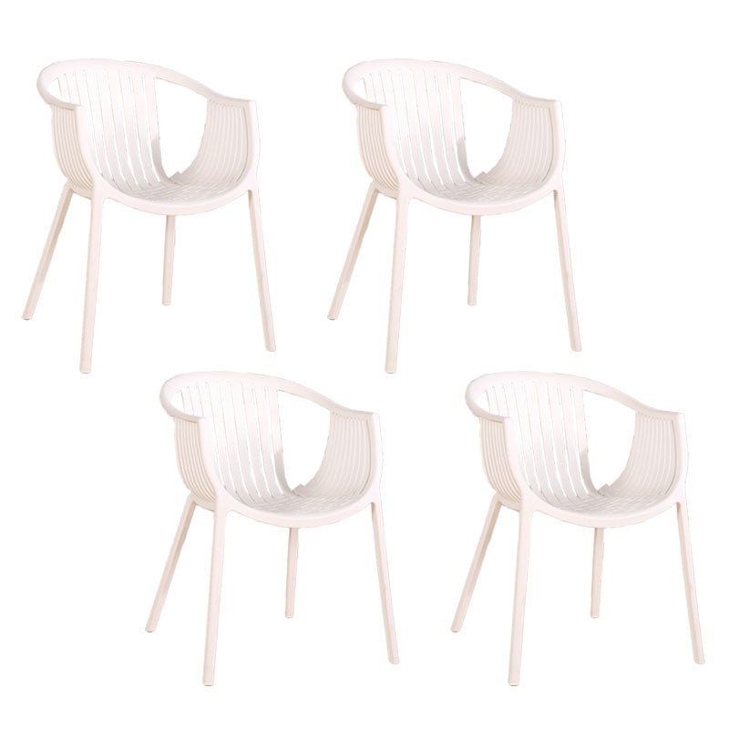 Contemporary Style Stackable Chair Dining Plastic Arm Chair for Kitchen White 4 Piece Set Clearhalo 'Dining Chairs' 'Dining Tables & Seating' 'dining_chair' 'furn' 'furn_dining_chair' 'Furniture' 'furniture_dining_chair' 'Kitchen & Dining Furniture' 4732363