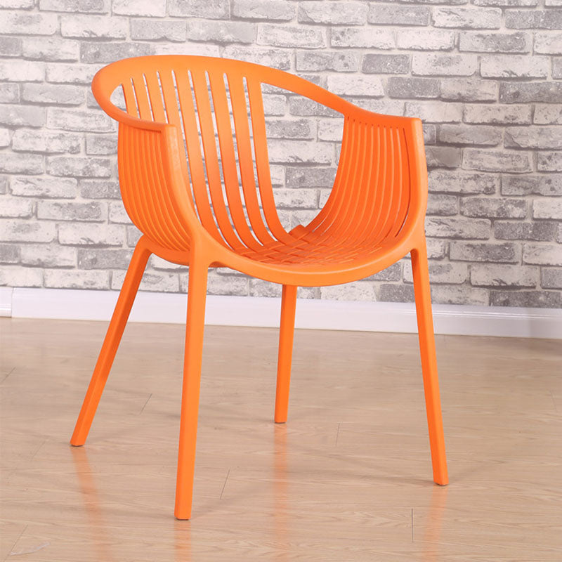 Contemporary Style Stackable Chair Dining Plastic Arm Chair for Kitchen Orange 1 Piece Clearhalo 'Dining Chairs' 'Dining Tables & Seating' 'dining_chair' 'furn' 'furn_dining_chair' 'Furniture' 'furniture_dining_chair' 'Kitchen & Dining Furniture' 4732366