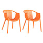 Contemporary Style Stackable Chair Dining Plastic Arm Chair for Kitchen Orange 2 Piece Set Clearhalo 'Dining Chairs' 'Dining Tables & Seating' 'dining_chair' 'furn' 'furn_dining_chair' 'Furniture' 'furniture_dining_chair' 'Kitchen & Dining Furniture' 4732367
