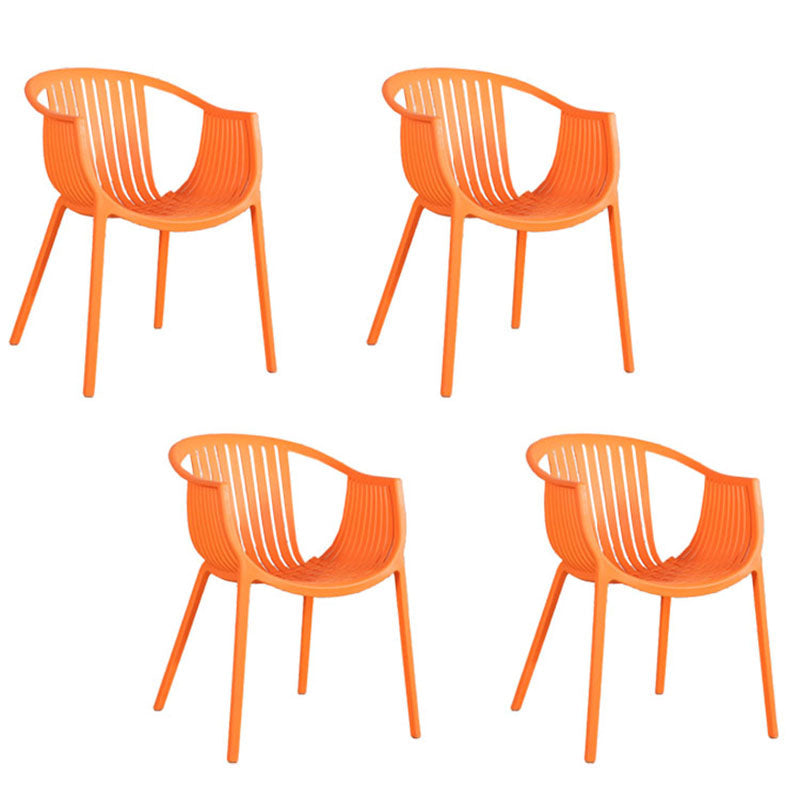 Contemporary Style Stackable Chair Dining Plastic Arm Chair for Kitchen Orange 4 Piece Set Clearhalo 'Dining Chairs' 'Dining Tables & Seating' 'dining_chair' 'furn' 'furn_dining_chair' 'Furniture' 'furniture_dining_chair' 'Kitchen & Dining Furniture' 4732369