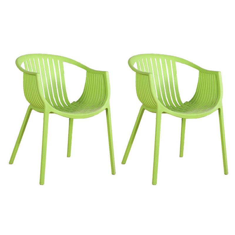 Contemporary Style Stackable Chair Dining Plastic Arm Chair for Kitchen Green 2 Piece Set Clearhalo 'Dining Chairs' 'Dining Tables & Seating' 'dining_chair' 'furn' 'furn_dining_chair' 'Furniture' 'furniture_dining_chair' 'Kitchen & Dining Furniture' 4732374