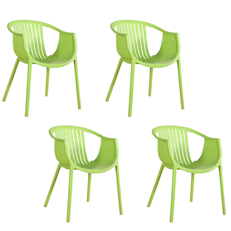 Contemporary Style Stackable Chair Dining Plastic Arm Chair for Kitchen Green 4 Piece Set Clearhalo 'Dining Chairs' 'Dining Tables & Seating' 'dining_chair' 'furn' 'furn_dining_chair' 'Furniture' 'furniture_dining_chair' 'Kitchen & Dining Furniture' 4732376