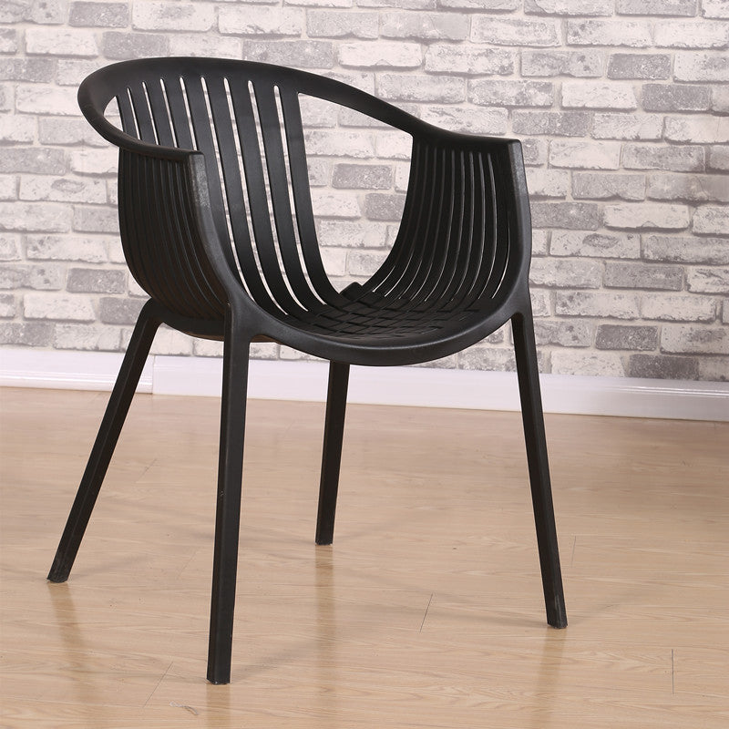 Contemporary Style Stackable Chair Dining Plastic Arm Chair for Kitchen Black 1 Piece Clearhalo 'Dining Chairs' 'Dining Tables & Seating' 'dining_chair' 'furn' 'furn_dining_chair' 'Furniture' 'furniture_dining_chair' 'Kitchen & Dining Furniture' 4732377